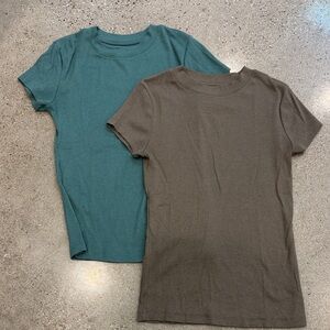 a new day Short Sleeve Tees - Teal and Brown